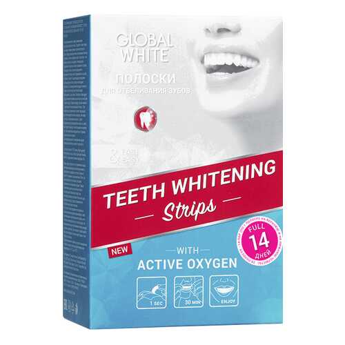 Пластина для отбеливания зубов Global White Teeth Whitening Strips Full в Летуаль