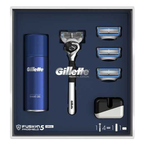 Подарочный набор Gillette Бритва Fusion5 ProShield Chill+2кассеты+подставка в Летуаль