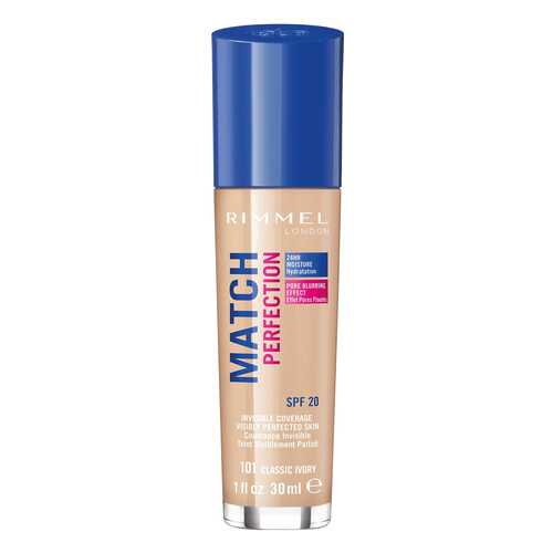 Тональный крем Rimmel Match Perfection 24 HR Moisture Hydratation 101 Classic Ivory 30 мл в Летуаль