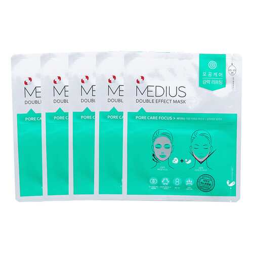 Маска MEDIUS Double Effect Mask Pore care Focus Сужение пор и Лифтинг V зоны, 5 шт в Летуаль